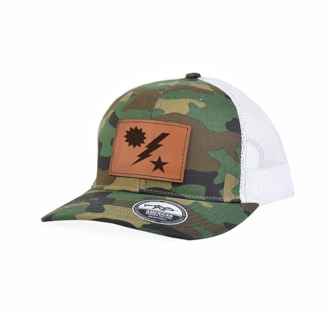 Star Sun Bolt Leather Snap-Back