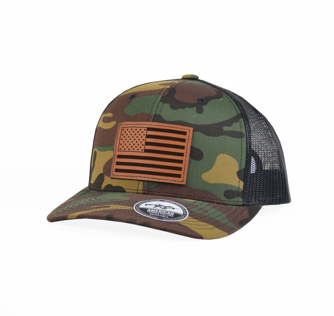 USA Flag Leather Snap-Back